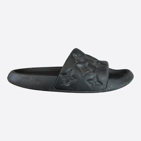 Louis Vuitton Black Embossed Monogram Waterfront Mule Sandals - Picture 1 of 7